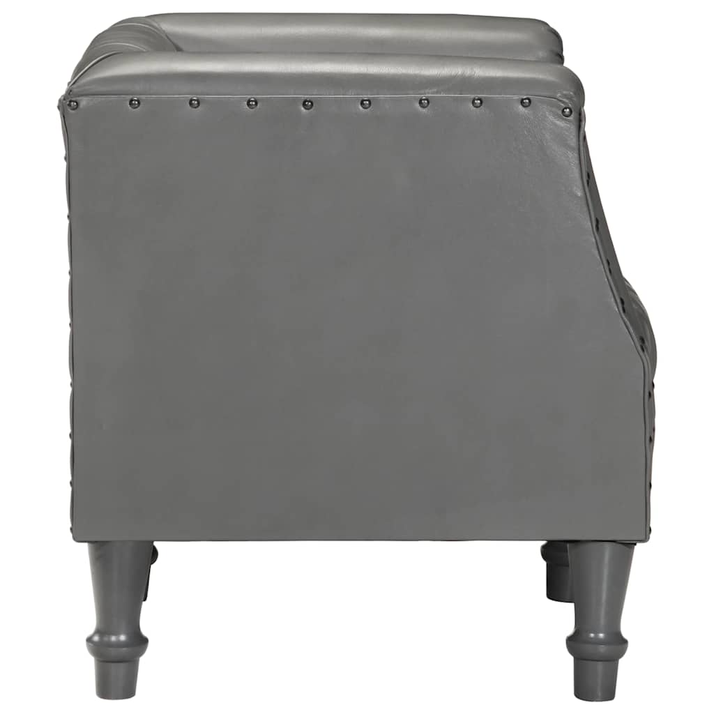 Chaise cabriolet Gris Cuir véritable de chèvre