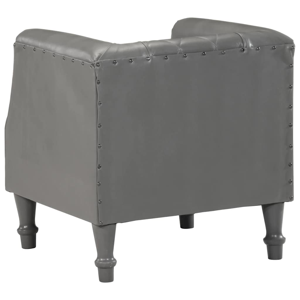 Chaise cabriolet Gris Cuir véritable de chèvre