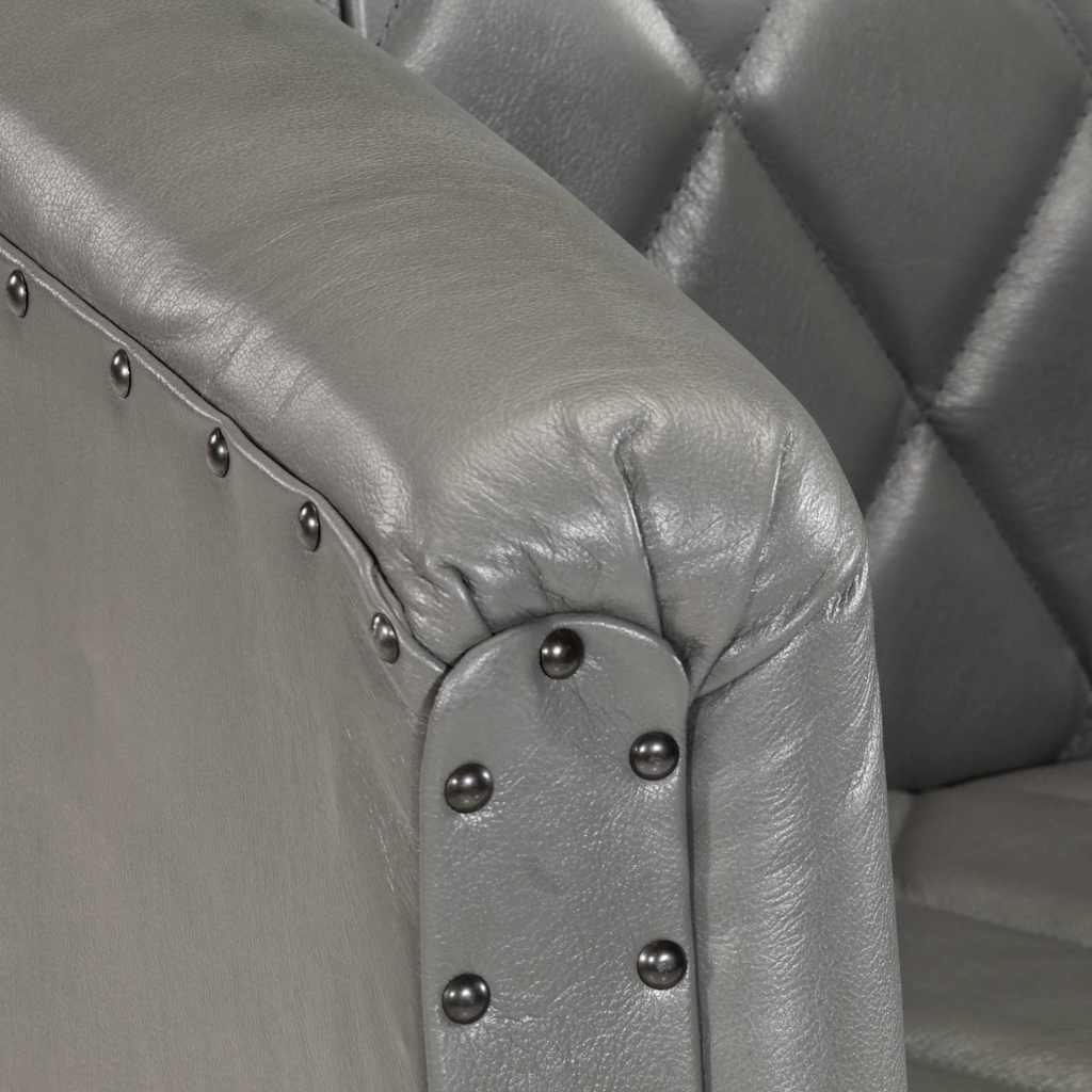 Chaise cabriolet Gris Cuir véritable de chèvre