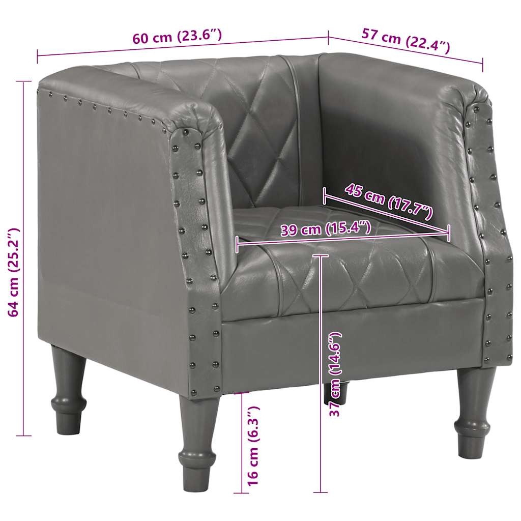 Chaise cabriolet Gris Cuir véritable de chèvre