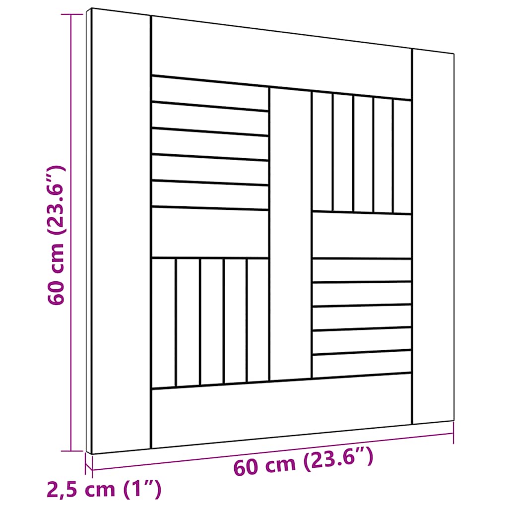 Dessus de table Bois de teck solide 60x60x2,5 cm