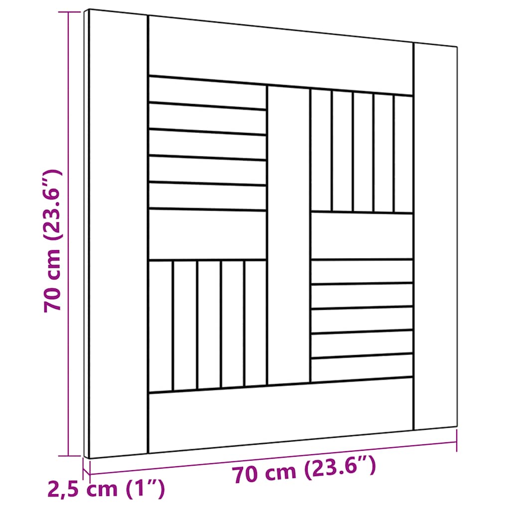 Dessus de table Bois de teck solide 70x70x2,5 cm