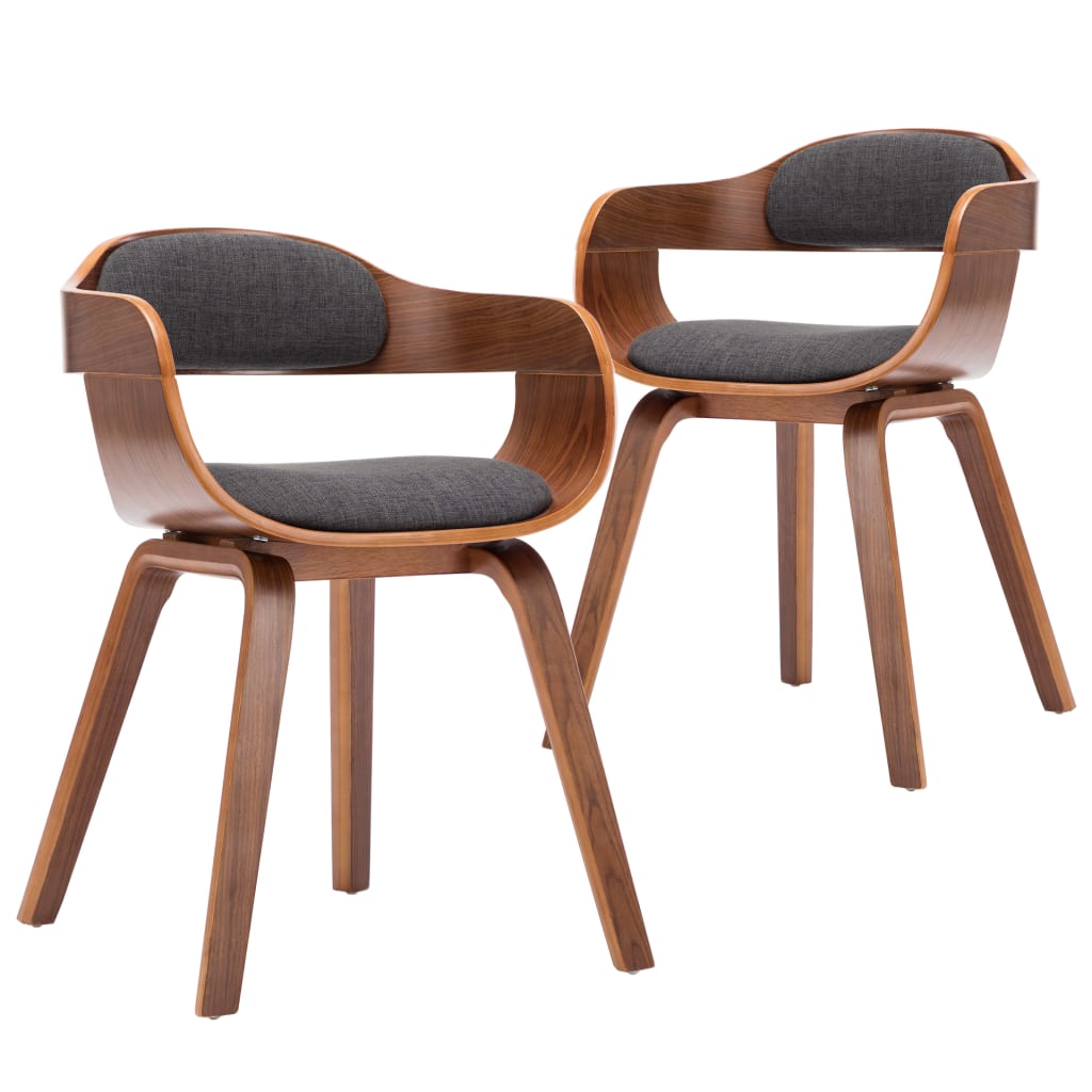 Chaises à manger lot de 2 gris foncé tissu et bois courbé - XIOS