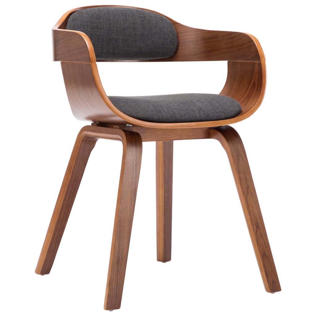 Chaises à manger lot de 2 gris foncé tissu et bois courbé - XIOS