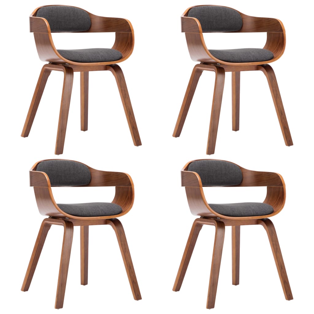 Chaises à manger lot de 4 gris foncé tissu et bois courbé - XIOS
