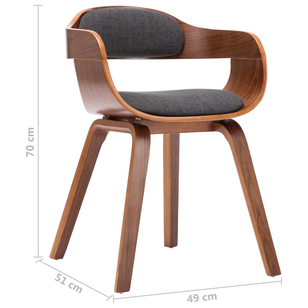 Chaises à manger lot de 4 gris foncé tissu et bois courbé - XIOS
