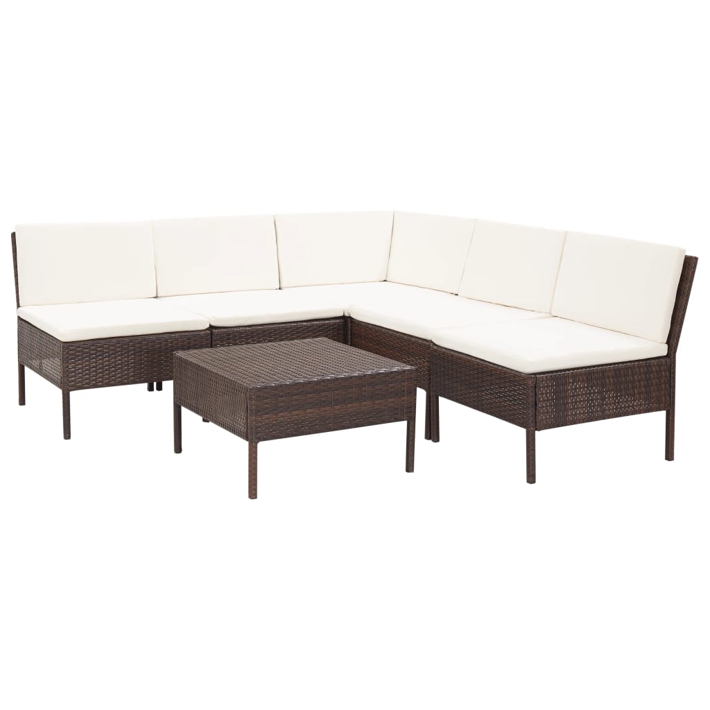 Salon de jardin 6 pcs avec coussins Résine tressée Marron - XIOS