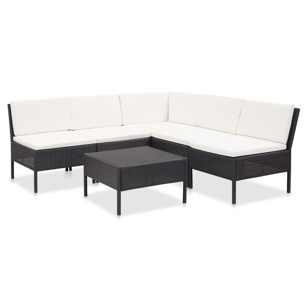 Salon de jardin 6 pcs avec coussins Résine tressée Noir - XIOS