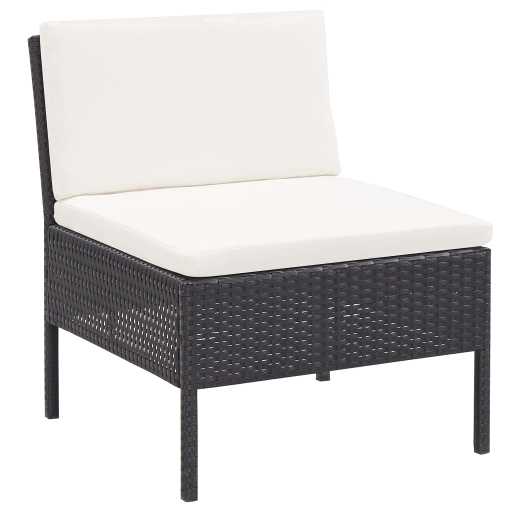 Salon de jardin 6 pcs avec coussins Résine tressée Noir - XIOS
