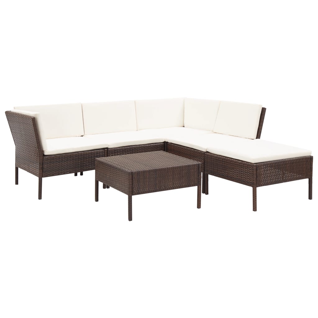 Salon de jardin 6 pcs avec coussins Résine tressée Marron - XIOS