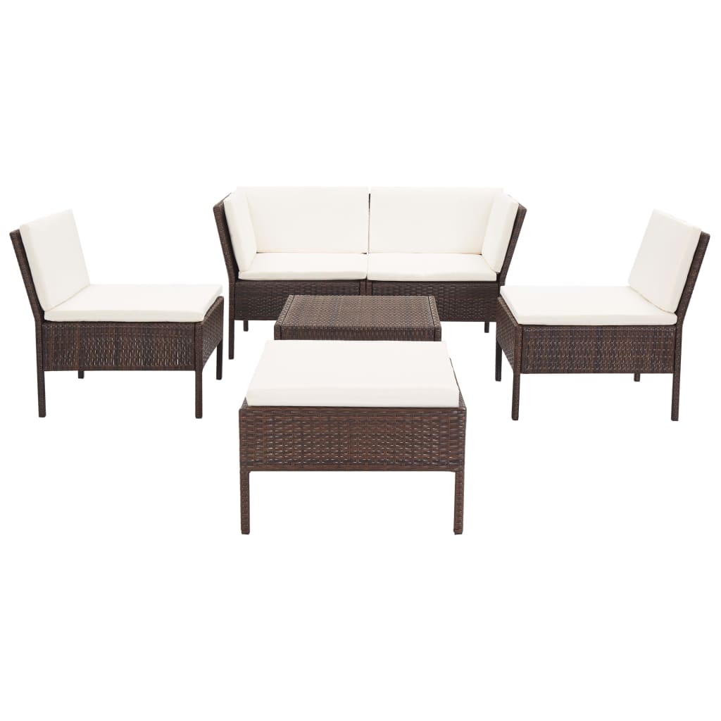 Salon de jardin 6 pcs avec coussins Résine tressée Marron - XIOS