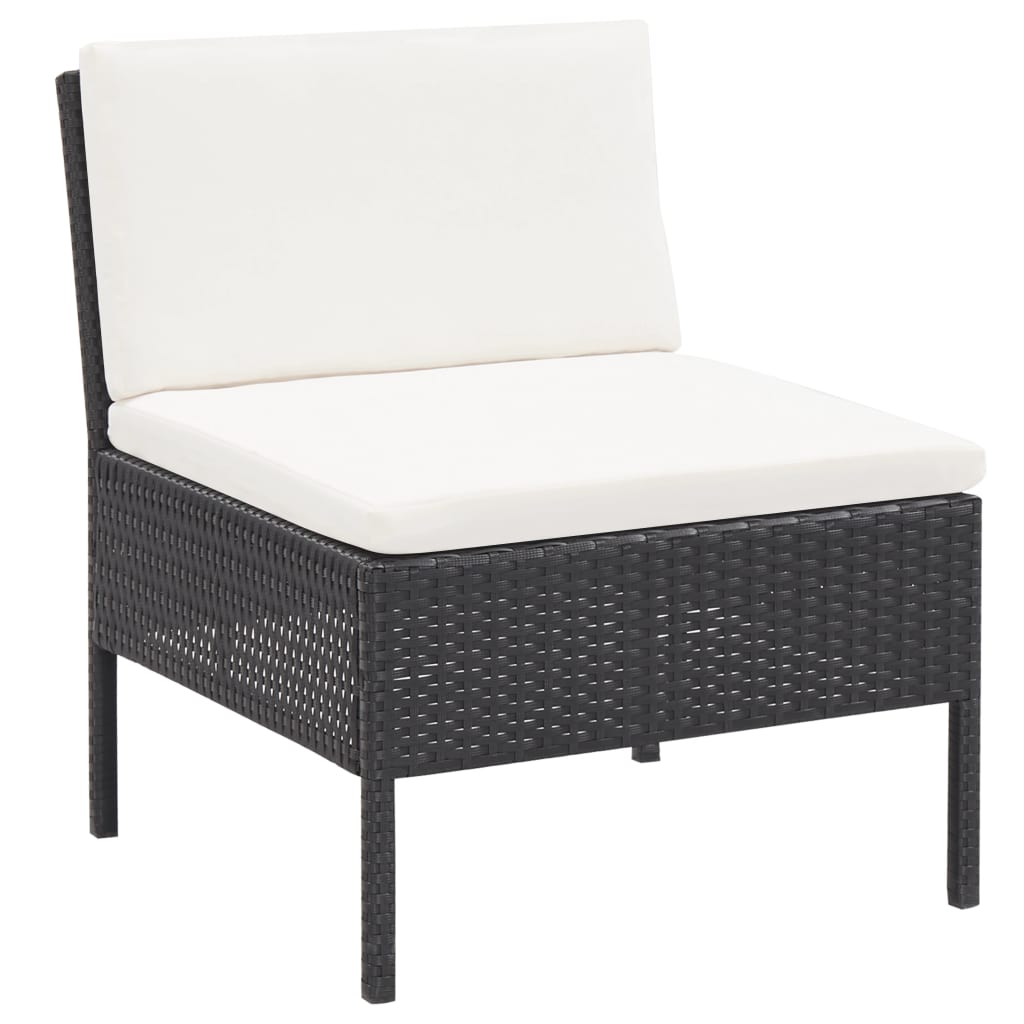 Salon de jardin 6 pcs avec coussins Résine tressée Noir - XIOS