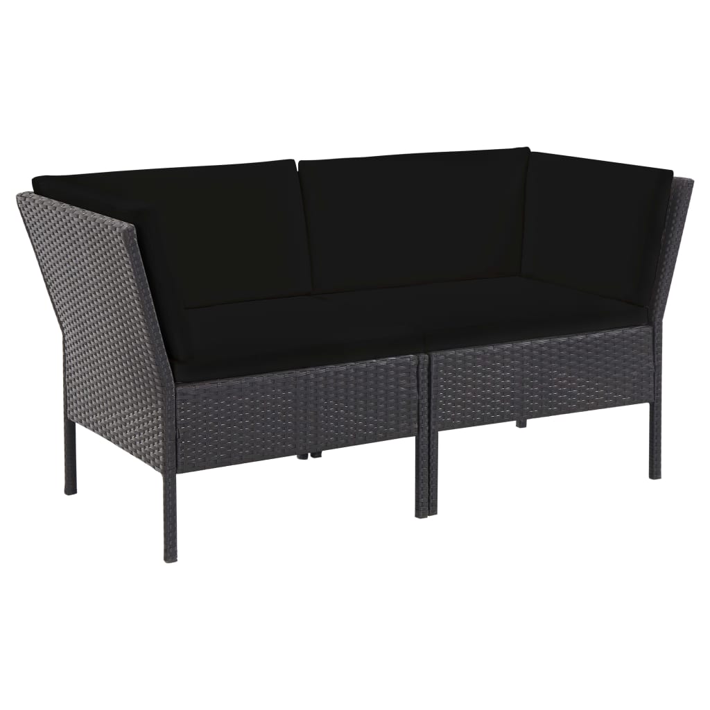 Salon de jardin 6 pcs avec coussins résine tressée noir - XIOS