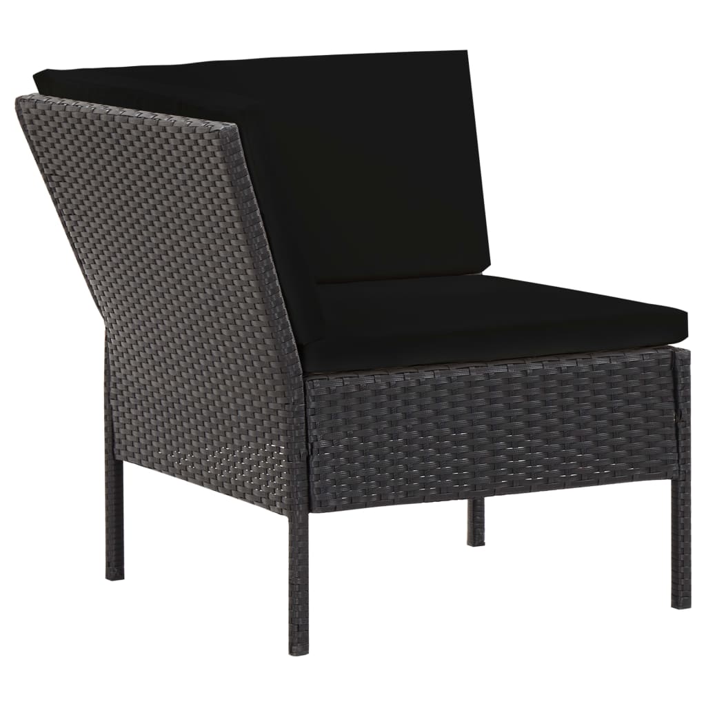 Salon de jardin 6 pcs avec coussins résine tressée noir - XIOS