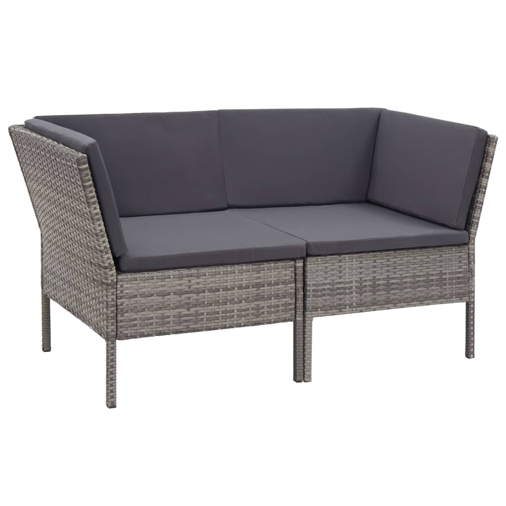 Salon de jardin 6 pcs avec coussins résine tressée gris - XIOS