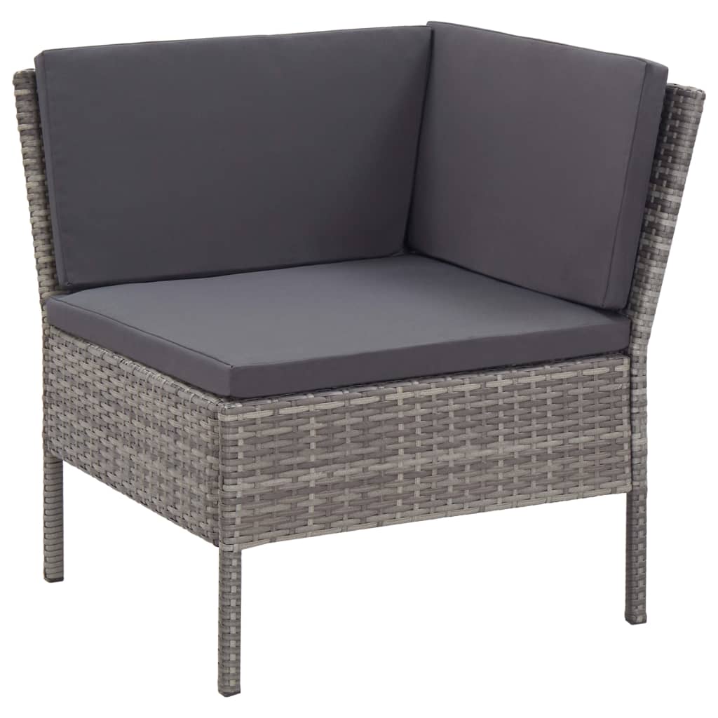 Salon de jardin 6 pcs avec coussins résine tressée gris - XIOS