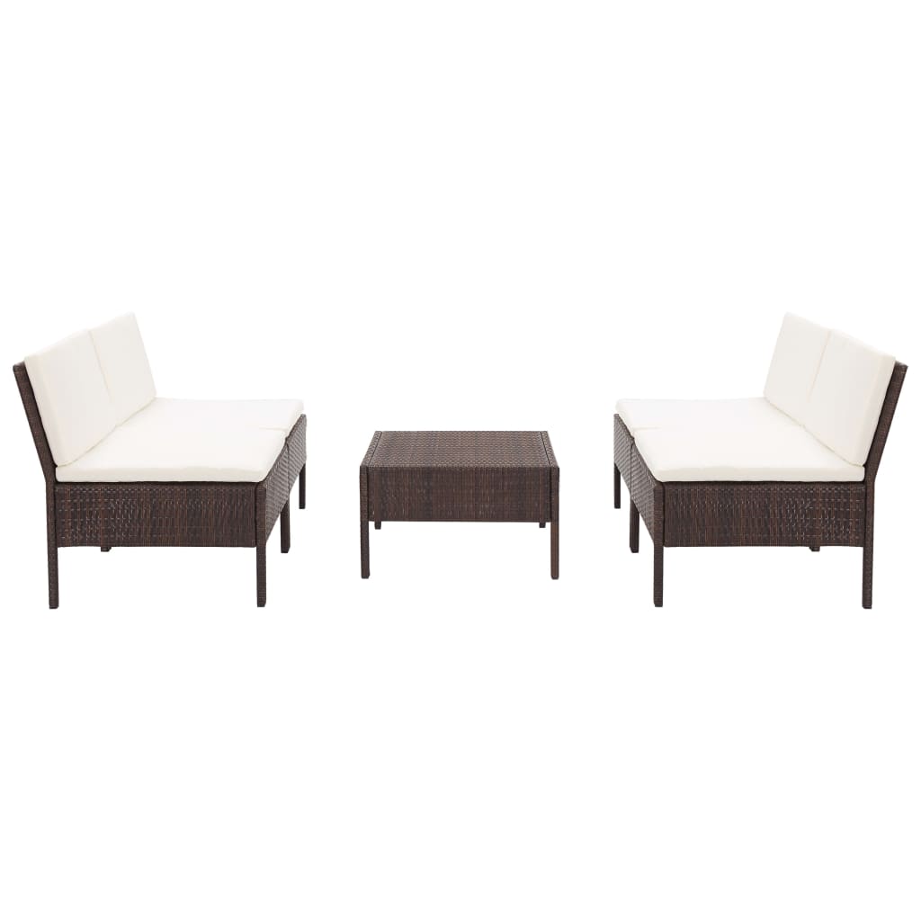 Salon de jardin 5 pcs avec coussins Résine tressée Marron - XIOS
