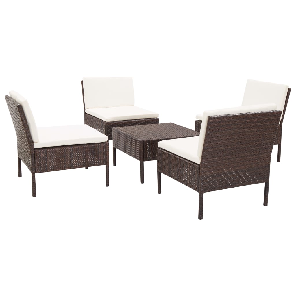 Salon de jardin 5 pcs avec coussins Résine tressée Marron - XIOS
