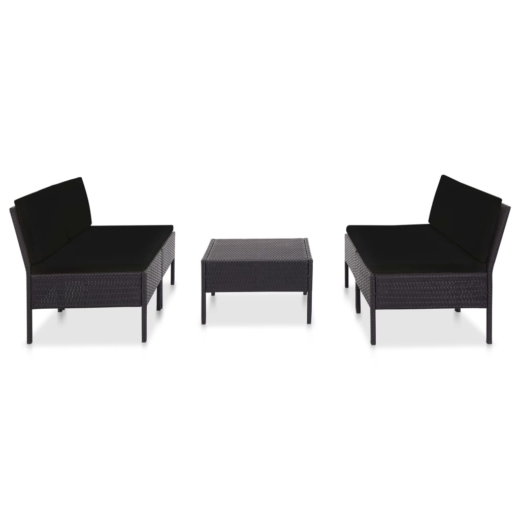 Salon de jardin 5 pcs avec coussins résine tressée noir - XIOS