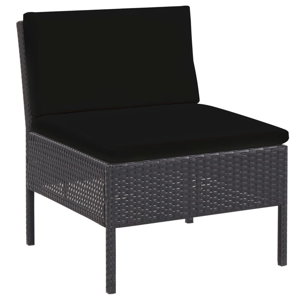 Salon de jardin 5 pcs avec coussins résine tressée noir - XIOS