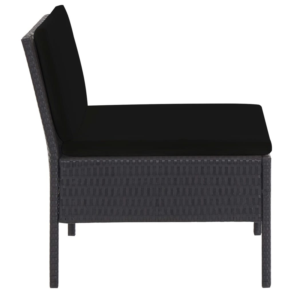 Salon de jardin 5 pcs avec coussins résine tressée noir - XIOS