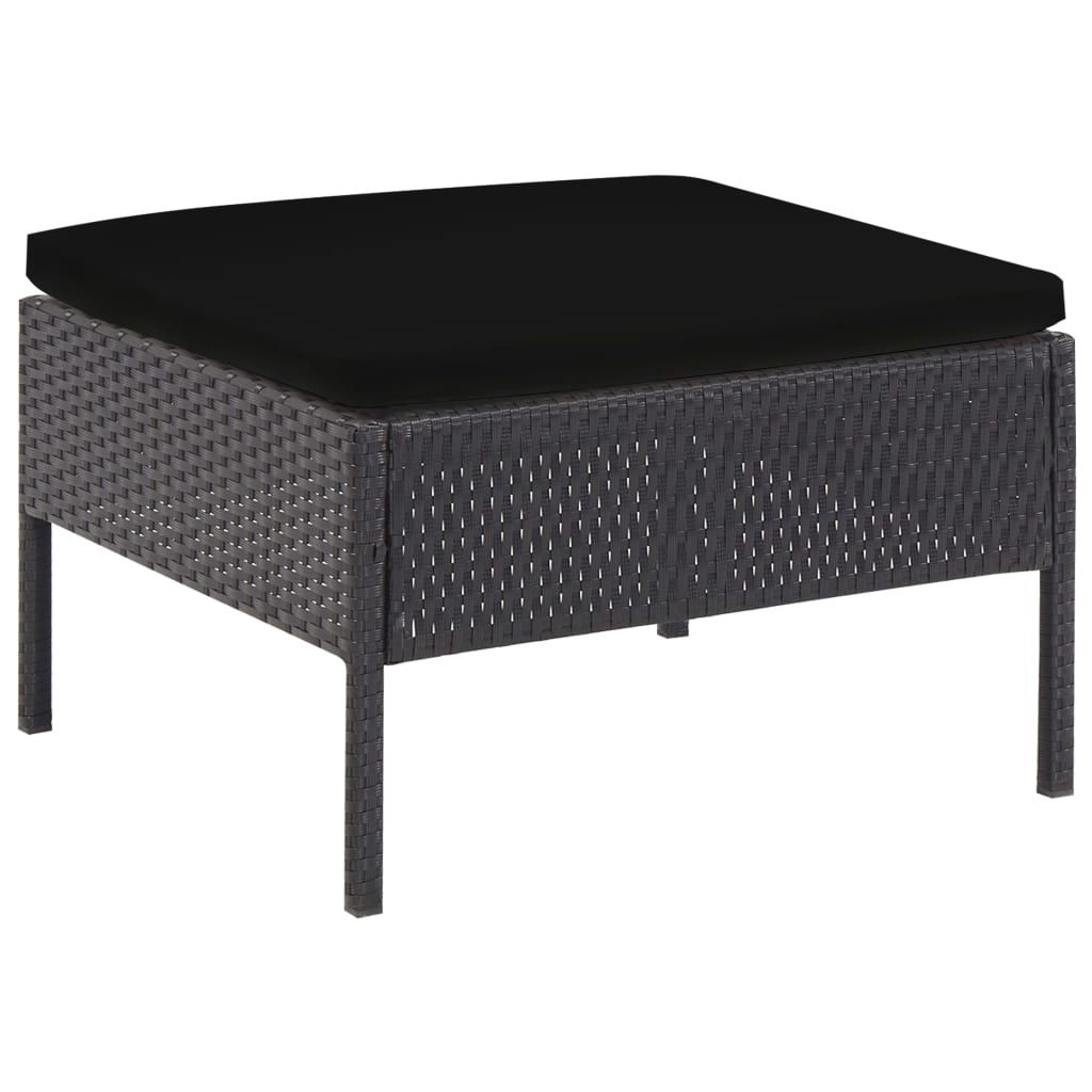 Salon de jardin 5 pcs avec coussins résine tressée noir - XIOS
