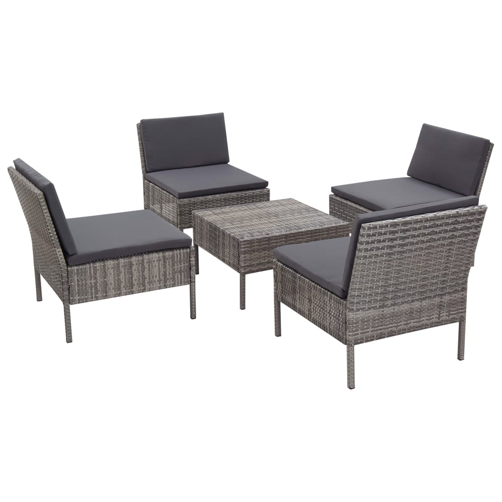 Salon de jardin 5 pcs avec coussins résine tressée gris - XIOS