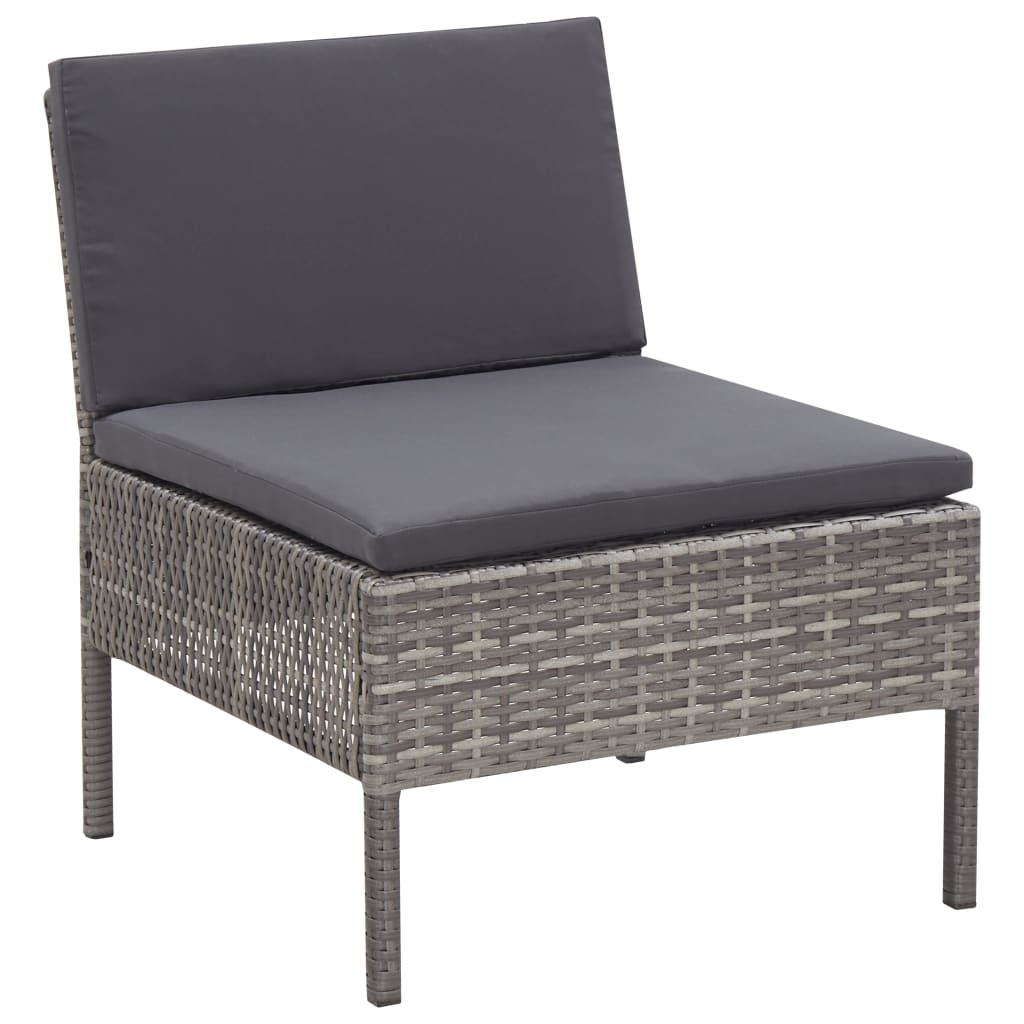 Salon de jardin 5 pcs avec coussins résine tressée gris - XIOS