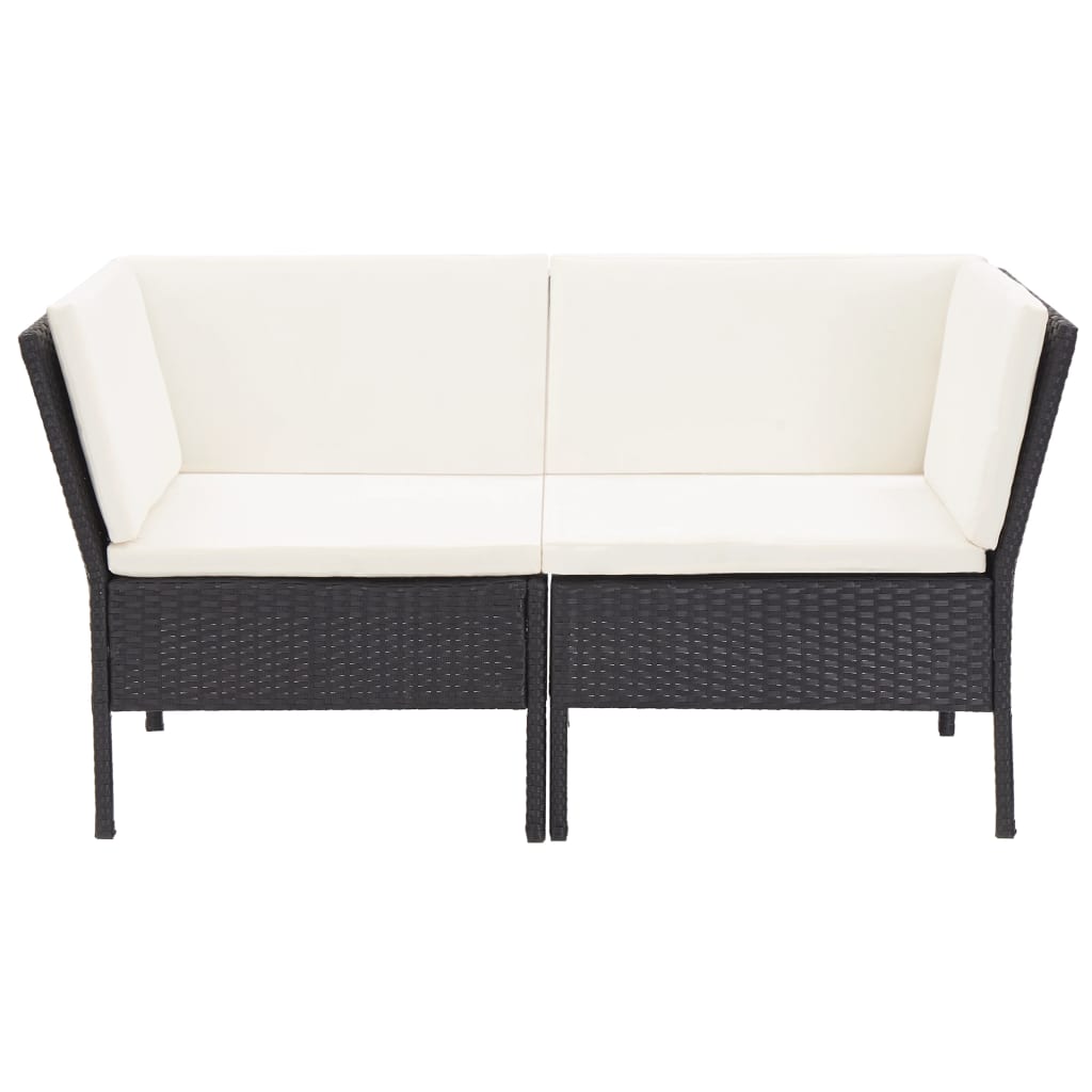 Salon de jardin 6 pcs avec coussins résine tressée noir - XIOS