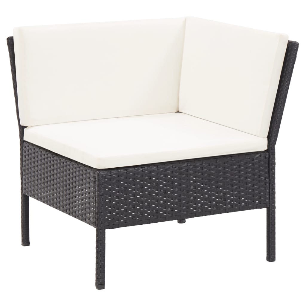 Salon de jardin 6 pcs avec coussins résine tressée noir - XIOS