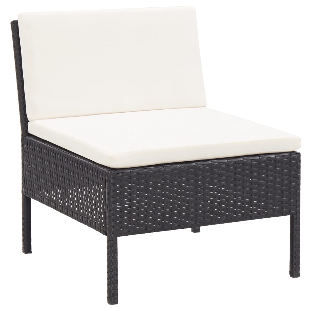 Salon de jardin 6 pcs avec coussins résine tressée noir - XIOS