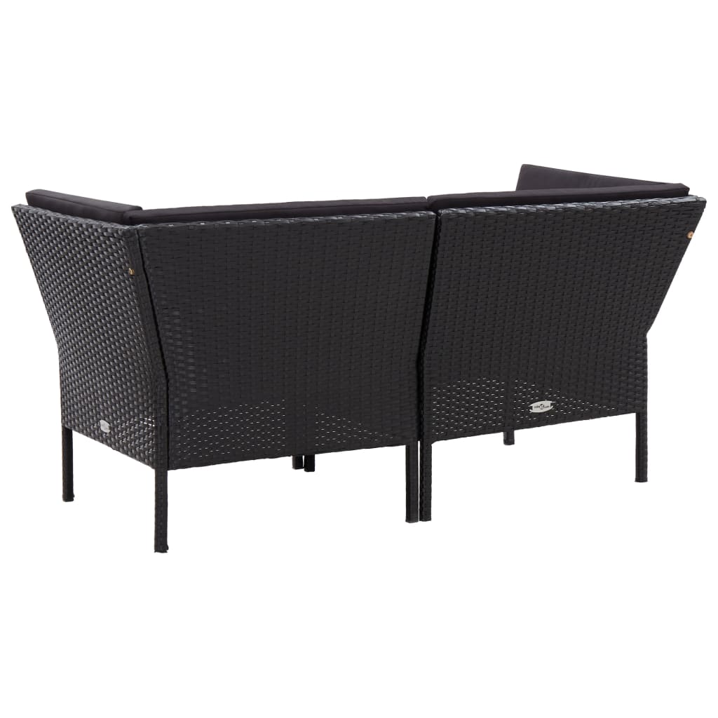 Salon de jardin 6 pcs avec coussins résine tressée noir - XIOS