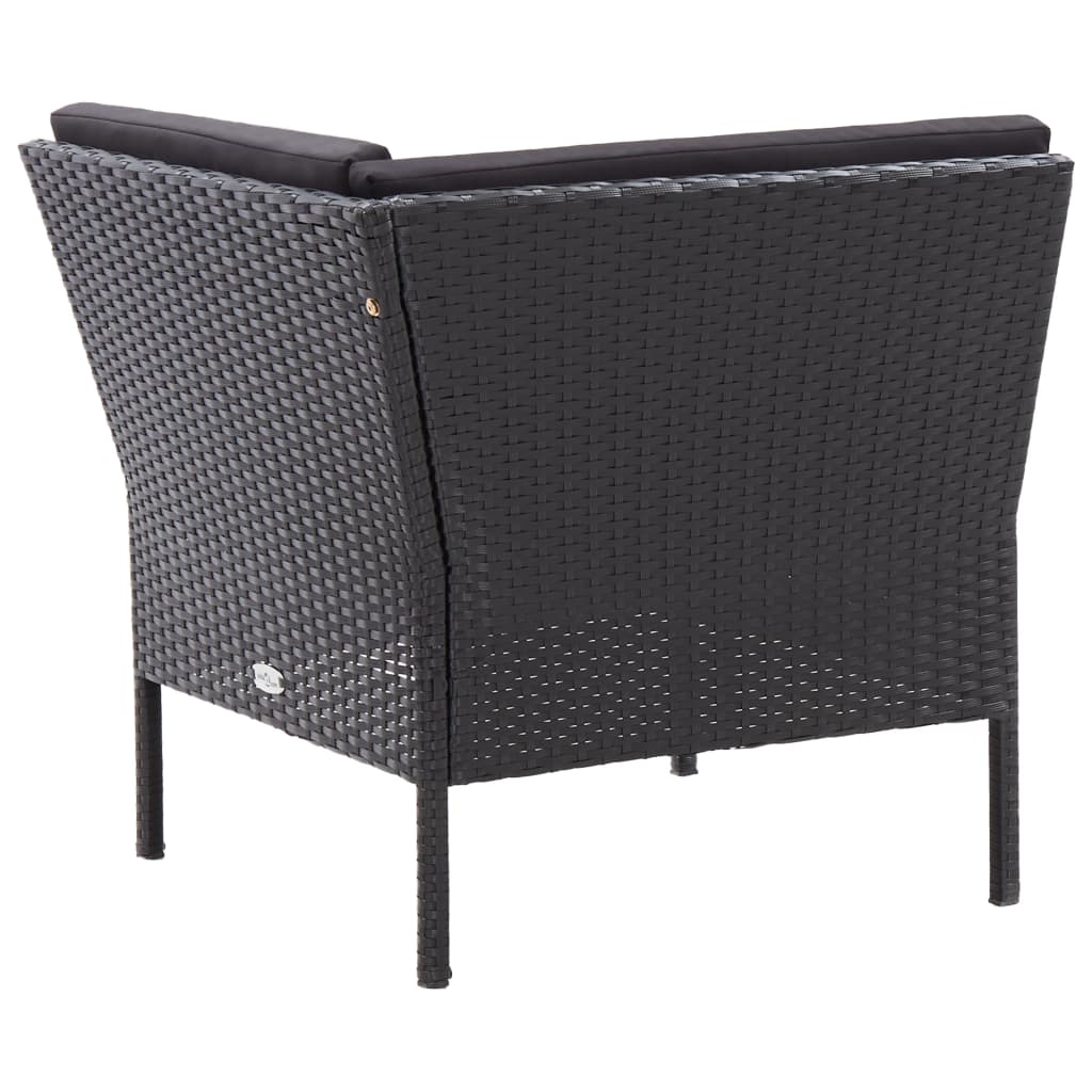 Salon de jardin 6 pcs avec coussins résine tressée noir - XIOS