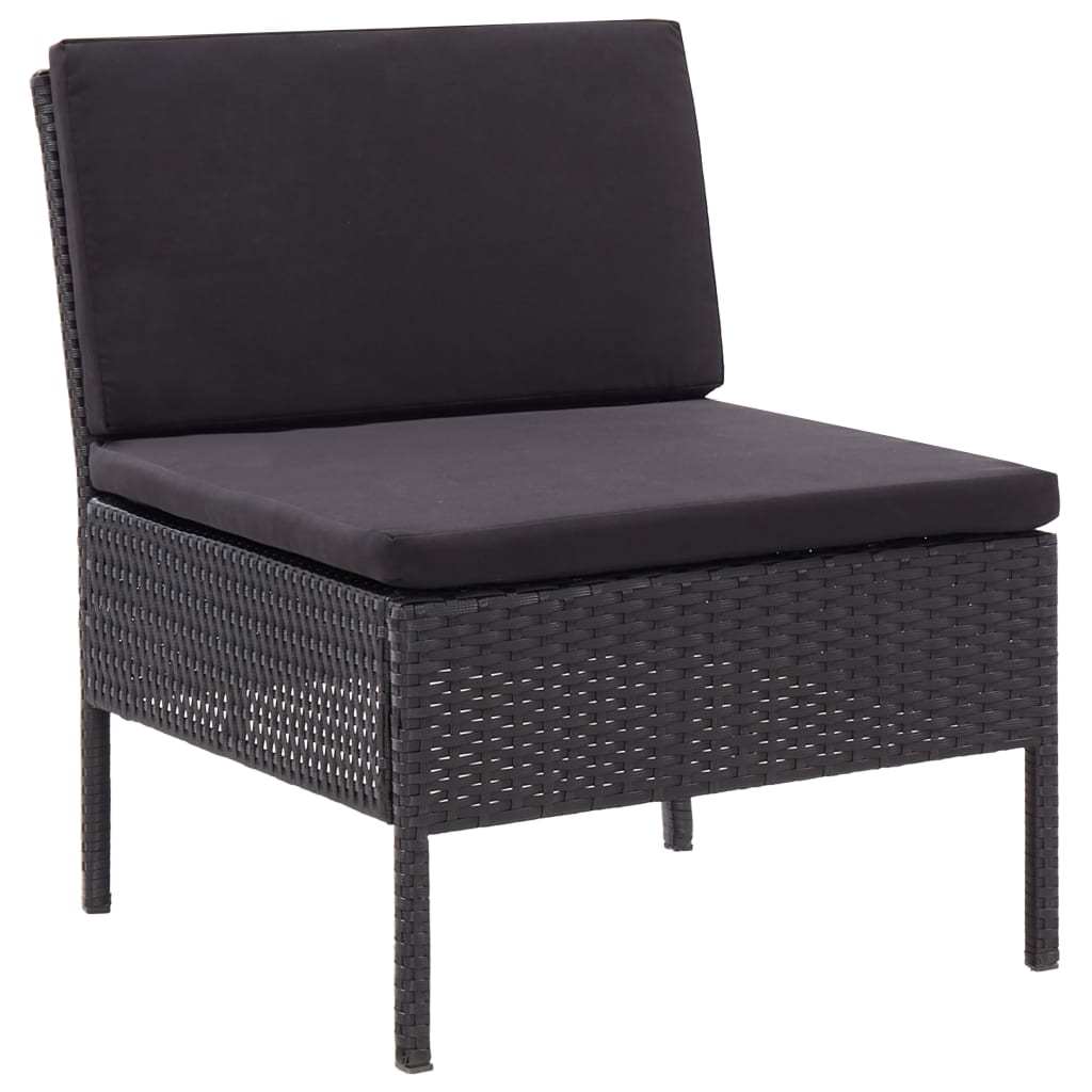 Salon de jardin 6 pcs avec coussins résine tressée noir - XIOS
