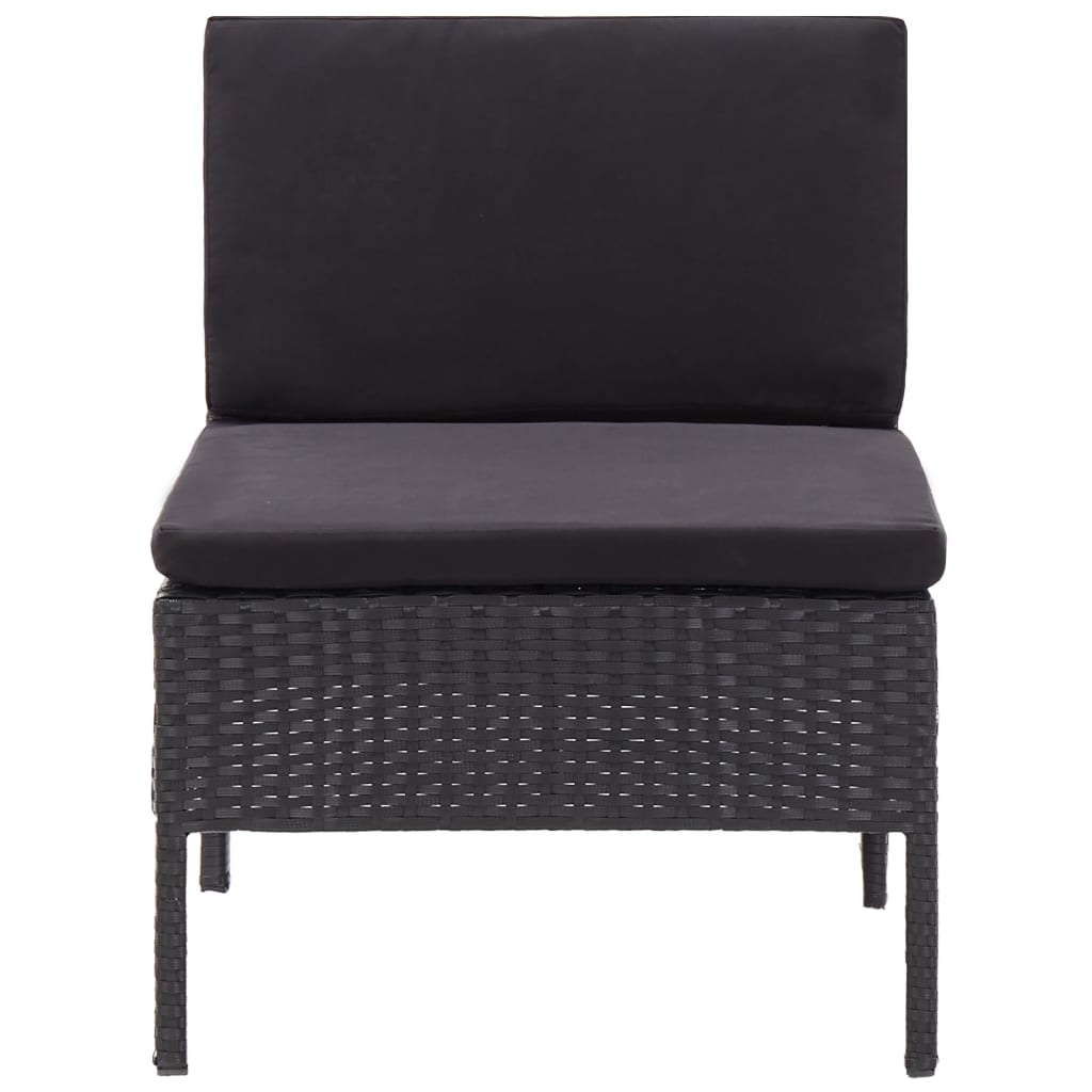 Salon de jardin 6 pcs avec coussins résine tressée noir - XIOS
