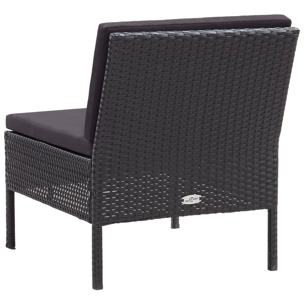 Salon de jardin 6 pcs avec coussins résine tressée noir - XIOS