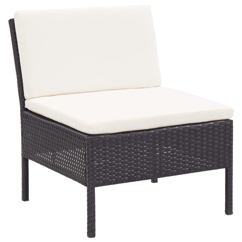 Salon de jardin 8 pcs avec coussins résine tressée noir - XIOS