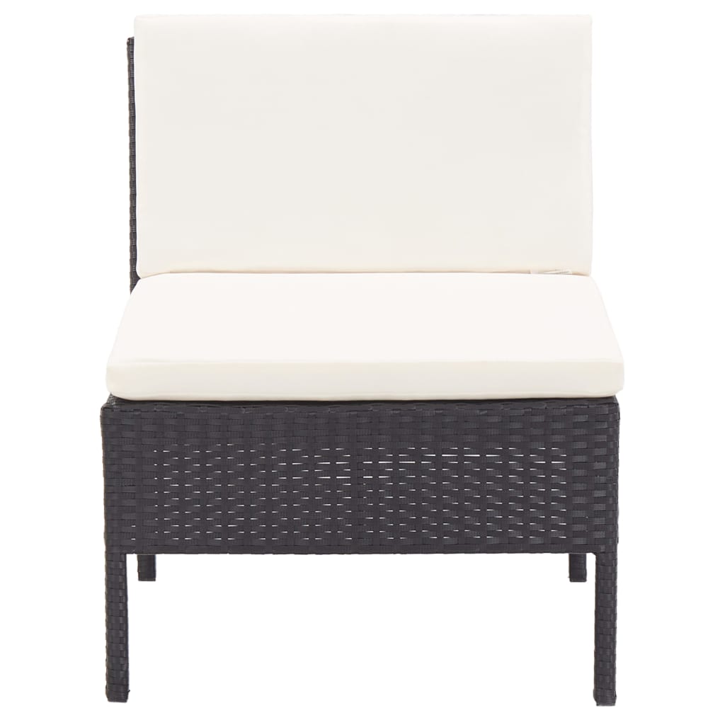 Salon de jardin 8 pcs avec coussins résine tressée noir - XIOS
