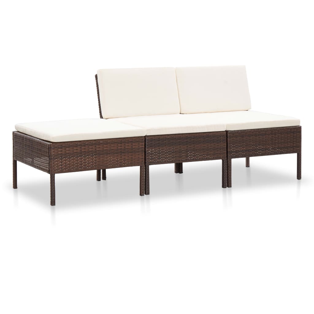 Salon de jardin 3 pcs avec coussins Résine tressée Marron - XIOS