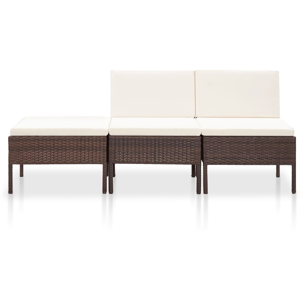Salon de jardin 3 pcs avec coussins Résine tressée Marron - XIOS