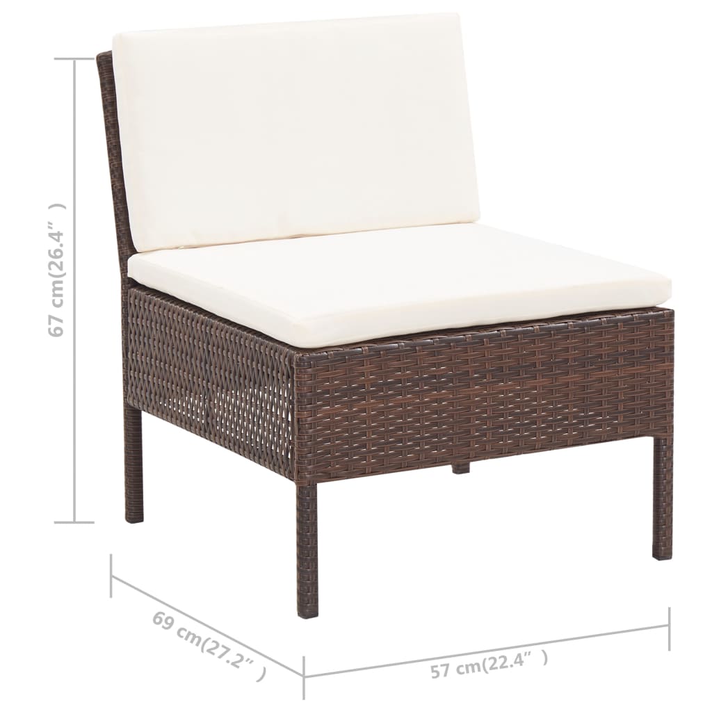 Salon de jardin 3 pcs avec coussins Résine tressée Marron - XIOS