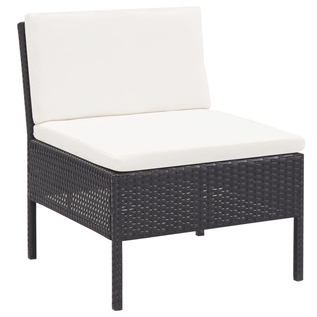 Salon de jardin 3 pcs avec coussins Résine tressée Noir - XIOS