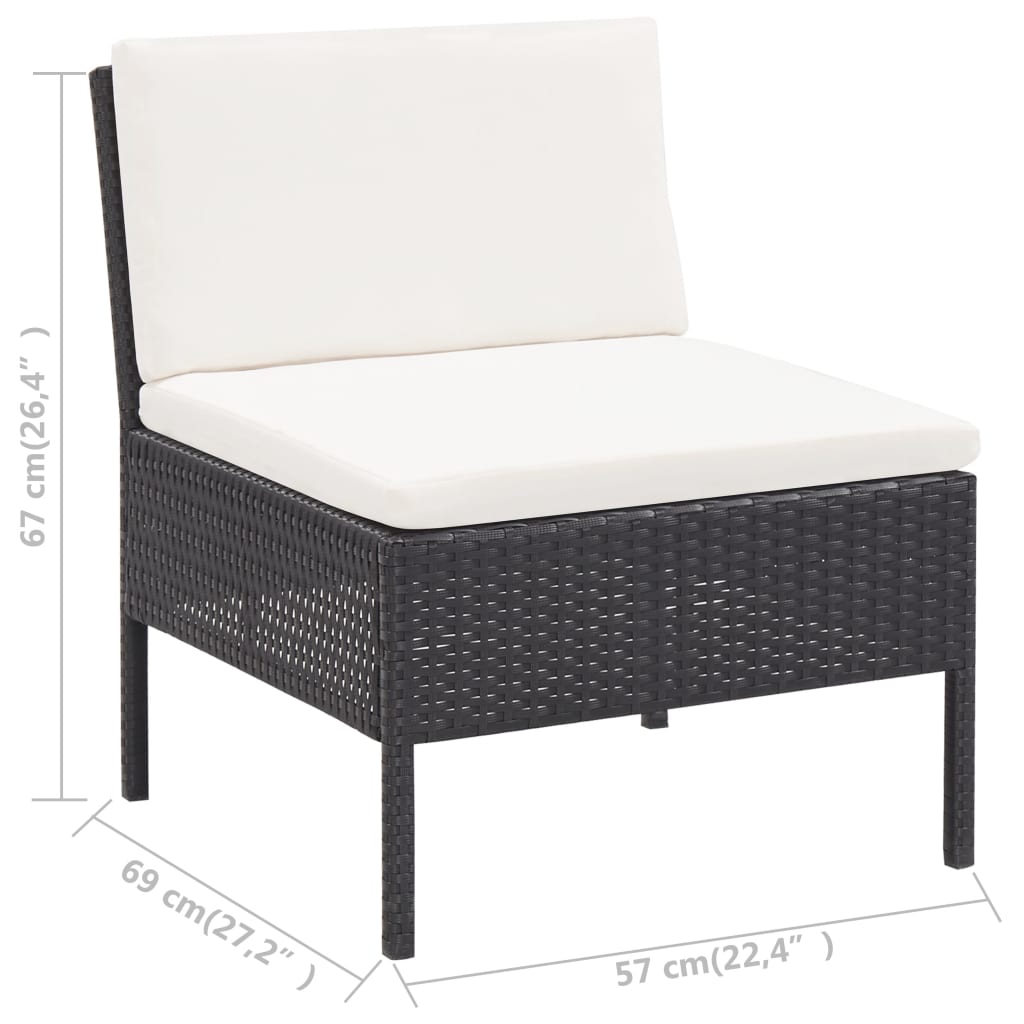 Salon de jardin 3 pcs avec coussins Résine tressée Noir - XIOS