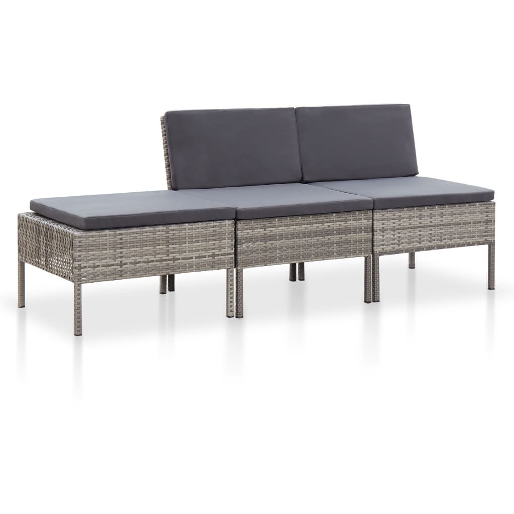 Salon de jardin 3 pcs avec coussins Résine tressée Gris - XIOS