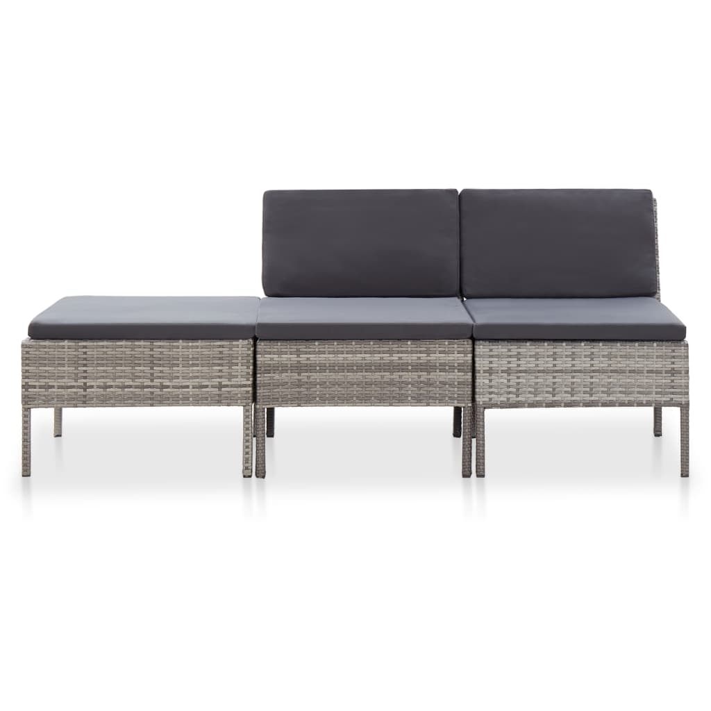 Salon de jardin 3 pcs avec coussins Résine tressée Gris - XIOS