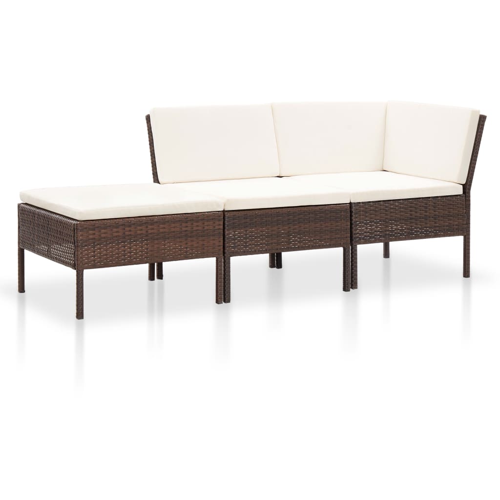 Salon de jardin 3 pcs avec coussins Résine tressée Marron - XIOS