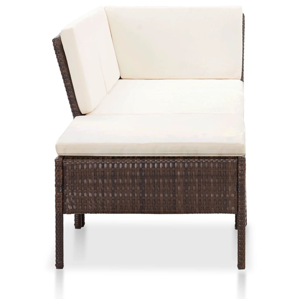 Salon de jardin 3 pcs avec coussins Résine tressée Marron - XIOS