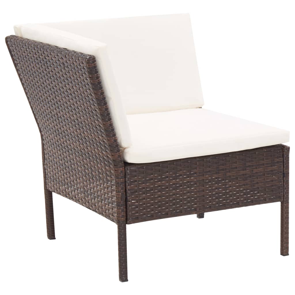 Salon de jardin 3 pcs avec coussins Résine tressée Marron - XIOS