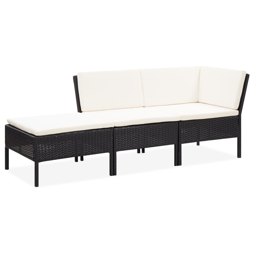 Salon de jardin 3 pcs avec coussins Résine tressée Noir - XIOS