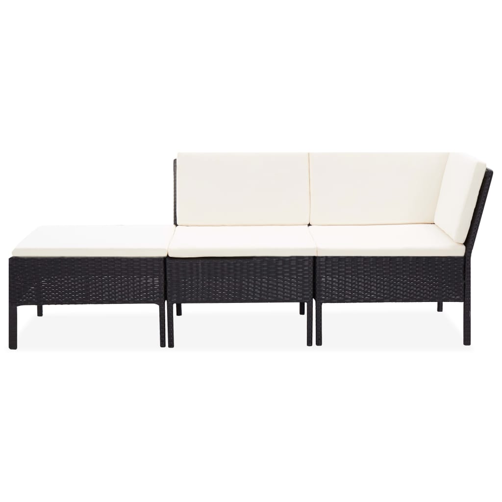 Salon de jardin 3 pcs avec coussins Résine tressée Noir - XIOS